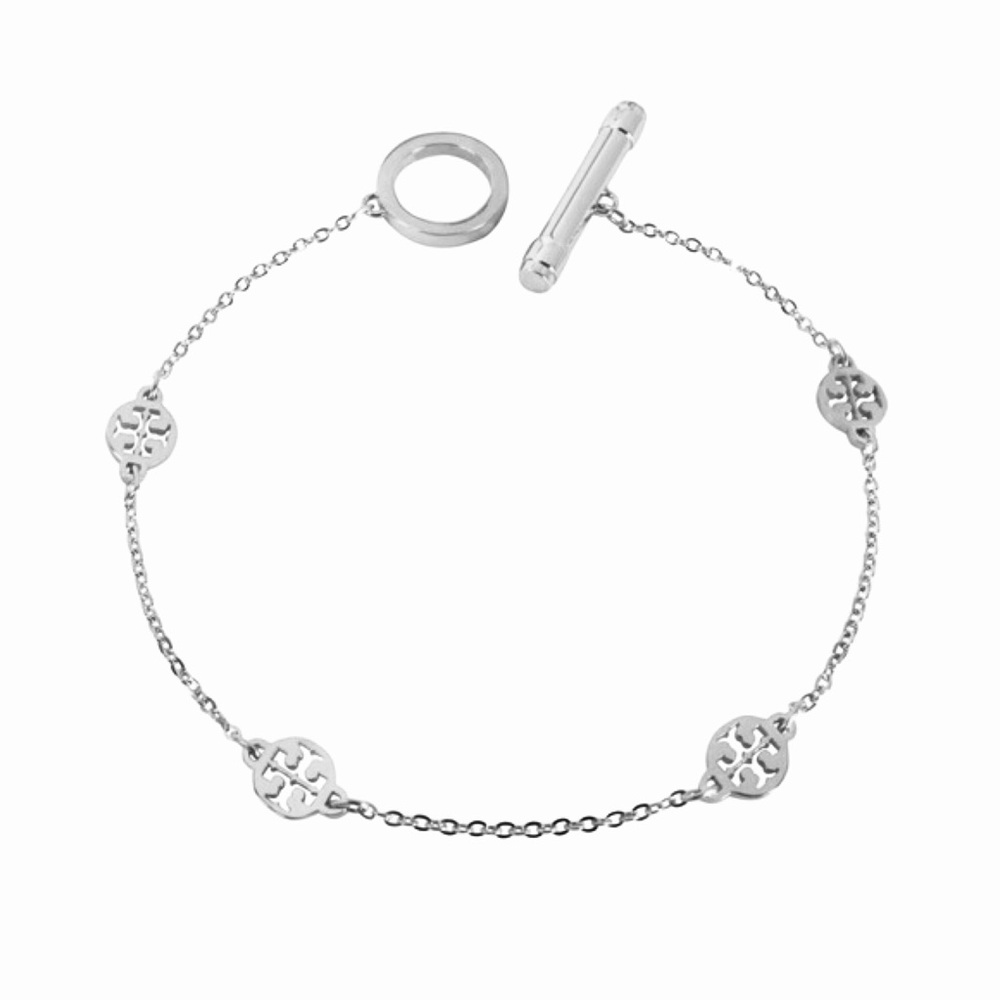 TORY BURCH • Silver Logo Toggle Station Bracelet
